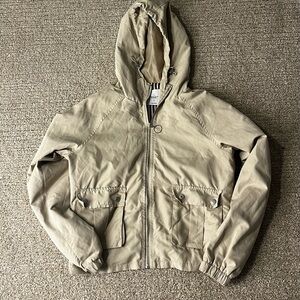 Angel Kiss Beige Hooded Zip Jacket with Striped Lining